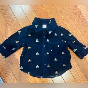 Gap Baby Brannan Bear Corduroy Shirt in Dark Blue Night size 3-6 months